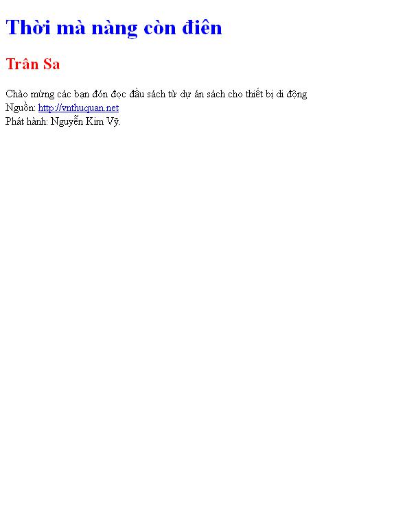 Bìa truyện Thời mà nàng còn điên