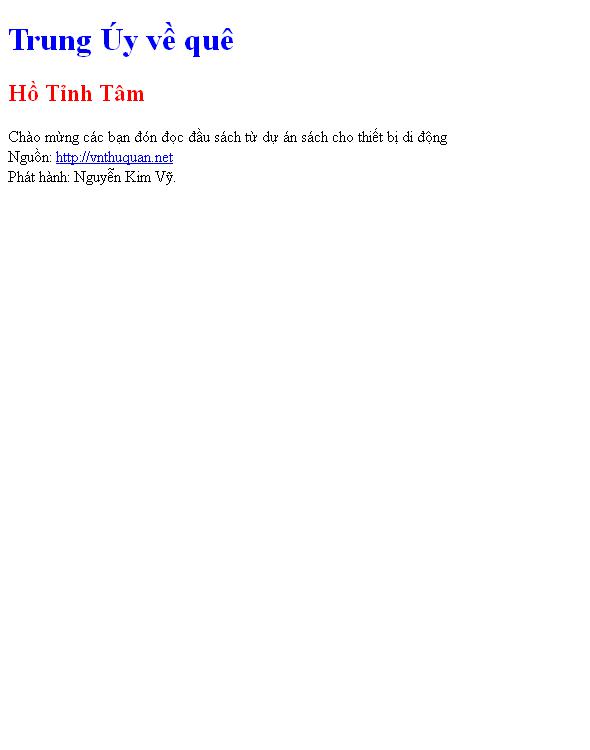 Bìa truyện Trung Úy về quê