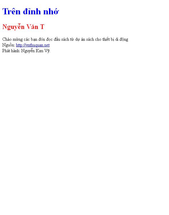 Bìa truyện Trên đỉnh nhớ
