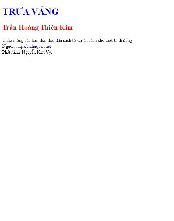 Bìa truyện TRƯA VẮNG