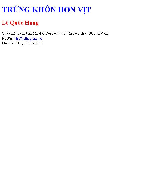 Bìa truyện TRỨNG KHÔN HƠN VỊT