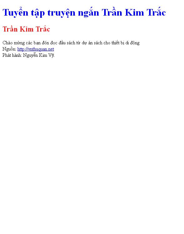 Bìa truyện Tuyển tập truyện ngắn Trần Kim Trắc