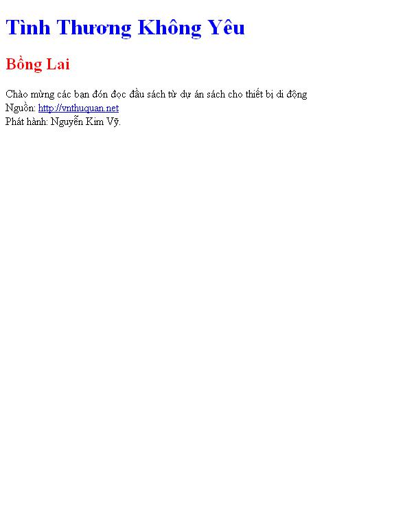 Bìa truyện Tình Thương Không Yêu