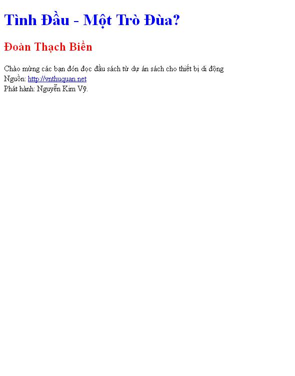 Bìa truyện Tình Đầu - Một Trò Đùa?