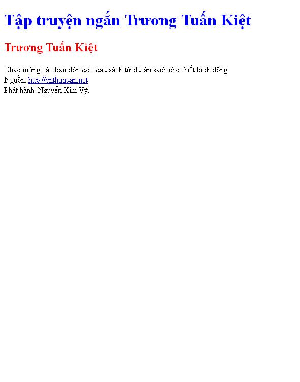Bìa truyện Tập truyện ngắn Trương Tuấn Kiệt