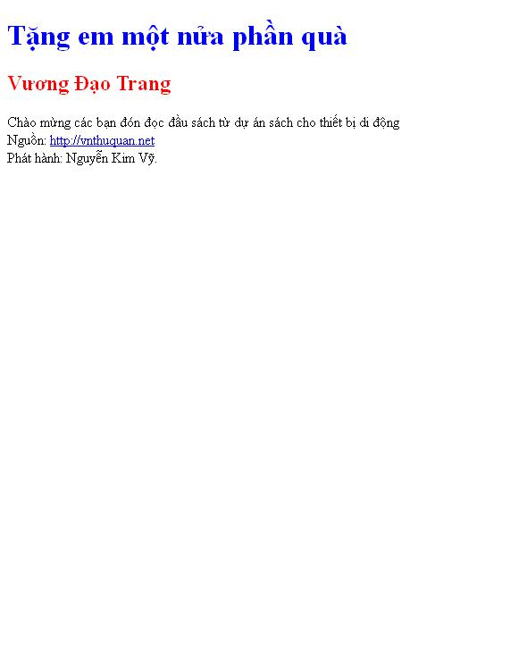 Bìa truyện Tặng em một nửa phần quà