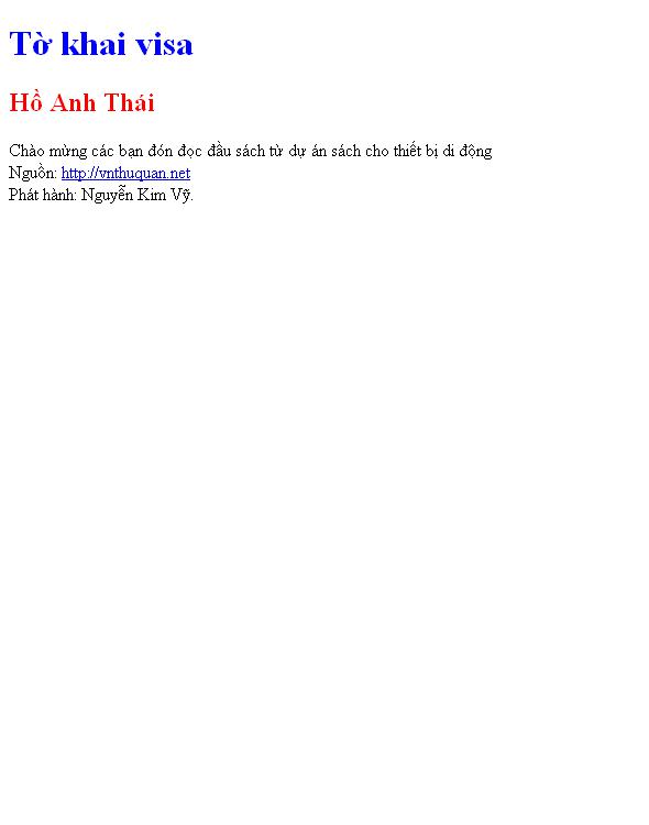 Bìa truyện Tờ khai visa