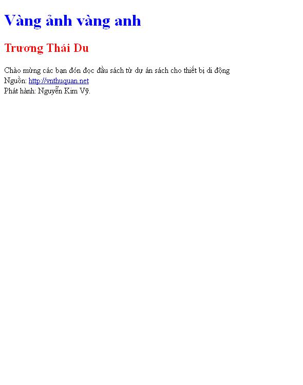 Bìa truyện Vàng ảnh vàng anh