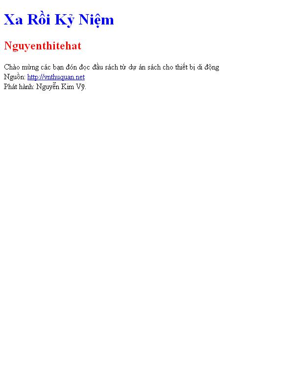 Bìa truyện Xa Rồi Kỷ Niệm