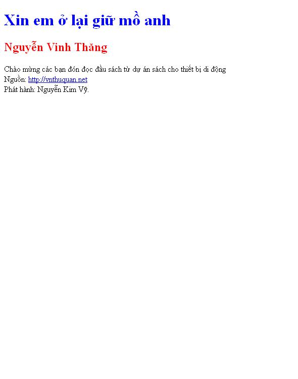 Bìa truyện Xin em ở lại giữ mồ anh