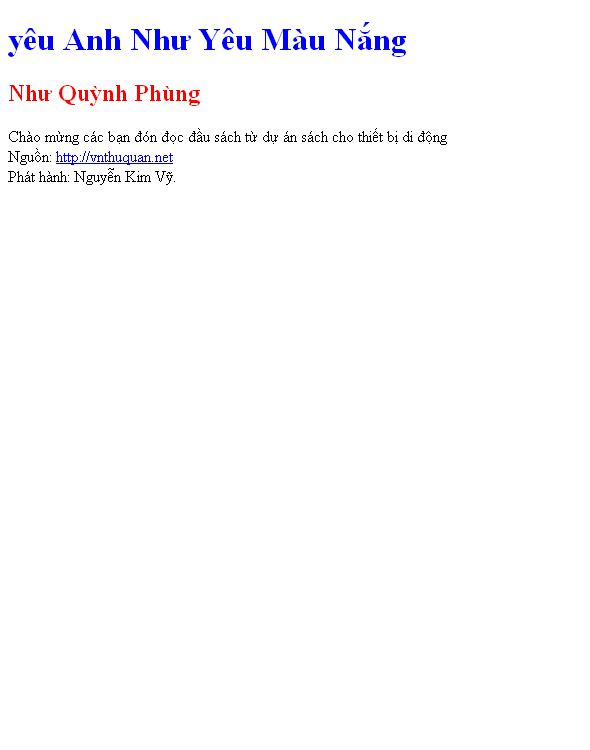 Bìa truyện yêu Anh Như Yêu Màu Nắng