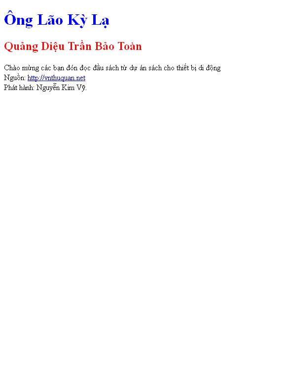 Bìa truyện Ông Lão Kỳ Lạ